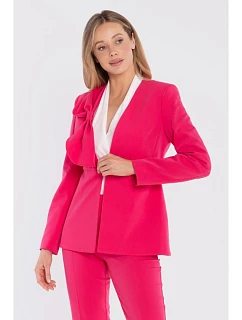 S432 Elegantní sako s ozdobnou mašlí - růžové