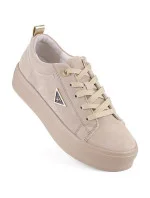 Skórzane zamszowe półbuty na platformie Filippo W PAW315C beżowe