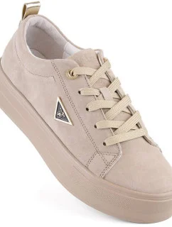 Skórzane zamszowe półbuty na platformie Filippo W PAW315C beżowe