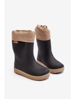 Dětské Holínky S Podšívkou Snow Wave Gokids 981 Černo-Beige
