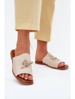 Dámské sandály na plochém podpatku s ozdobným vázáním béžové Norela