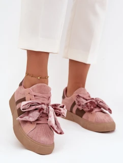 Dámské tenisky s semišovou mašlí růžové Ashlyn