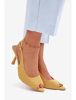 Dámské sandály na podpatku Eko semiš žluté Sevina