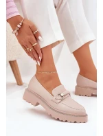 Dámské zdobené mokasíny s cyrkoniemi Patina – béžové