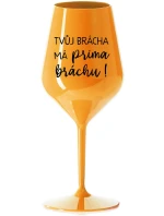 TVŮJ BRÁCHA MÁ PRIMA BRÁCHU! - oranžová nerozbitná sklenice na víno 470 ml TVŮJ BRÁCHA MÁ PRIMA BRÁCHU! - oranžová nerozbitná sklenice na víno 470 ml
