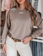 Dámská halenka s dlouhým rukávem Buttercotch CRYSTALIA mocha FashionStreet RY2770