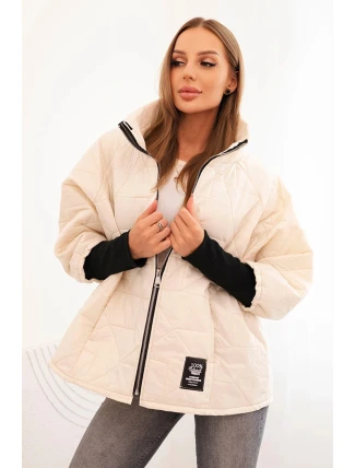Dámská prošívaná bunda s krátkým střihem a stojáčkem světle béžová