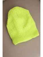 Dámská zimní čepice z vlny s dvojitým ohrnutým lemem K426 neonově žlutá