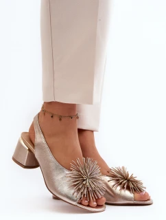 Kožené sandály s ozdobou Laura Messi 2719 Zlaté