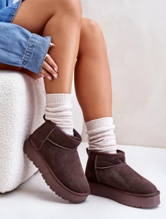 Módní Semišové Nízké Sněhule Hnědé Nucca