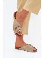 Kožené Pantofle Se Zlatou Sponou Maciejka 07000-22 Pistácie Kožené Pantofle Se Zlatou Sponou Maciejka 07000-22 Pistácie