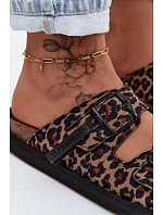 Dámské pantofle na platformě s přezkami D. Franklin DFSH407011 Leopardí vzor