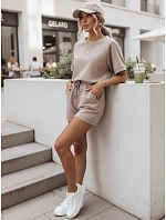 Dámská letní souprava s motýlem z měkké viskózy v barvě moka FashionStreet AY1190