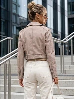 Dámská bunda ve stylu Ramones s koženým páskem, béžová, FashionStreet TY5719 Dámská bunda ve stylu Ramones s koženým páskem, béžová, FashionStreet TY5719