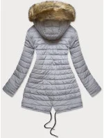 Tmavě modro-šedá oboustranná dámská zimní bunda s kapucí (w210)