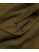 Dámský kabát v khaki barvě s kožešinou (JC241)