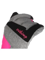 Lyžařské rukavice Viking Ronda Ski Lady s nastavitelným lemem, šedé/růžové (113/20/5473/46)