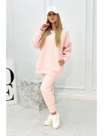 Zateplený set s mikinou s kapucí prášková růžová melanž