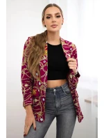 Bavlněná bunda s barevným potiskem tmavě fialová Bavlněná bunda s barevným potiskem tmavě fialová