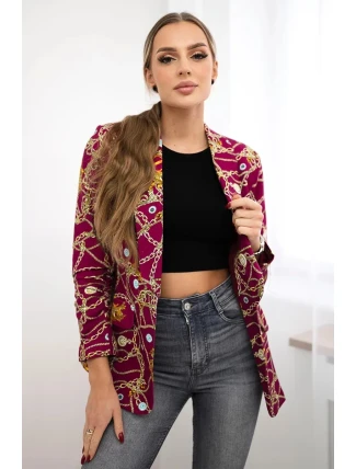 Bavlněná bunda s barevným potiskem tmavě fialová Bavlněná bunda s barevným potiskem tmavě fialová