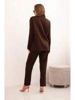 Komplet dámský s viskózou s ozdobami a elastickými kalhotami hnědý Komplet dámský s viskózou s ozdobami a elastickými kalhotami hnědý