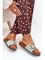 Dámské pantofle s přezkou na korkové platformě mátové Zavira Dámské pantofle s přezkou na korkové platformě mátové Zavira