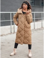 Dámská prošívaná zimní bunda s kapucí FEMACOAT béžová FashionStreet TY4592 Dámská prošívaná zimní bunda s kapucí FEMACOAT béžová FashionStreet TY4592