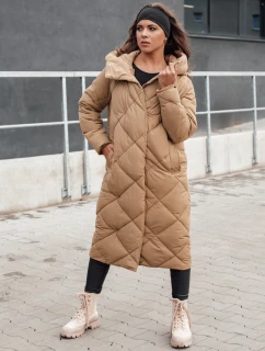Dámská prošívaná zimní bunda s kapucí FEMACOAT béžová FashionStreet TY4592
