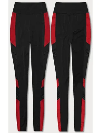 Černo-červené sportovní legíny se vsadkami podél nohavic (Y6841) Černo-červené sportovní legíny se vsadkami podél nohavic (Y6841)