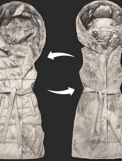 Béžová hrubší oboustranná péřovo-kožešinová vesta Minority (P3-6035-62)