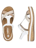 Dámské bílé sandály Rieker na podpatku V0919-80