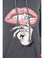 Šaty s delšími zády a barevným potiskem grafitové barvy Šaty s delšími zády a barevným potiskem grafitové barvy