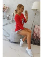 Halenka s kolážovým potiskem červená Halenka s kolážovým potiskem červená