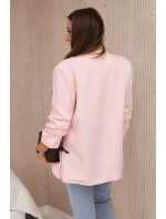Sako s klopami elegantní světle pudrově růžová