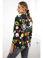 Bavlněná bunda s barevným potiskem černý Bavlněná bunda s barevným potiskem černý