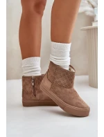 Sněhové boty na zip zateplené kožešinou Big Star OO274A524 Béžové