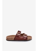 Dámské Pantofle S Přezkami Z Eko Kůže Hnědé Iskira