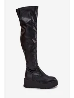 Dámské Kozačky Nad Kolena Na Platformě A S Jemným Klínem Černé Lydira Dámské Kozačky Nad Kolena Na Platformě A S Jemným Klínem Černé Lydira