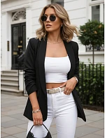 Dámské klasické sako s volánkovými rukávy černé FashionStreet PY0137 Dámské klasické sako s volánkovými rukávy černé FashionStreet PY0137