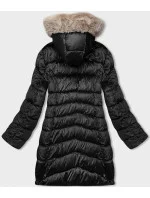 Černo-béžová dámská oboustranná zimní bunda s kapucí (B8203-1046)