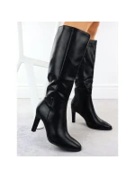 Dámské černé kozačky Jezzi na podpatku ASA271-2