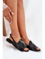 Kožené ploché sandály Zazoo 2898 černé