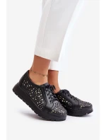 Zazoo 2973 Kožené Polobotky Na Platformě S Děrováním Černé