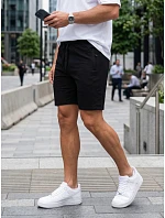 Pánské teplákové kraťasy se stahovacími šňůrkami, černé, FashionStreet SX2640 Pánské teplákové kraťasy se stahovacími šňůrkami, černé, FashionStreet SX2640