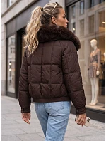 Krátká dámská zimní prošívaná bunda, hnědá, FashionStreet TY6040 Krátká dámská zimní prošívaná bunda, hnědá, FashionStreet TY6040