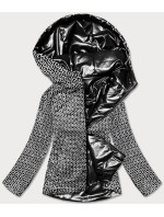 Oboustranná černá dámská bunda s kapucí (B9793-1)