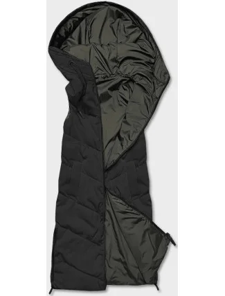 Černá-khaki dlouhá dámská oboustranná vesta (B8137-1) Černá-khaki dlouhá dámská oboustranná vesta (B8137-1)