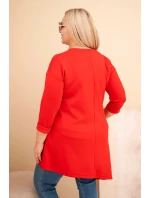 Dámská sukýnka Plus Size z viskózy s volným střihem a dlouhým rukávem červená