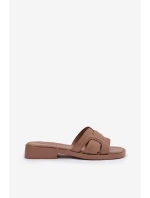 Dámské nazouváky na ploché podrážce tmavě béžové Lorania