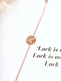 Dámský náramek celebrit s ornamentem a kubickými zirkony v růžovém zlatě